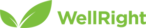 WellRight Logo. Green Text saying "WellRight" next to a small green plant bloom WellRight Logo. Green Text saying "WellRight" next to a small green plant bloom